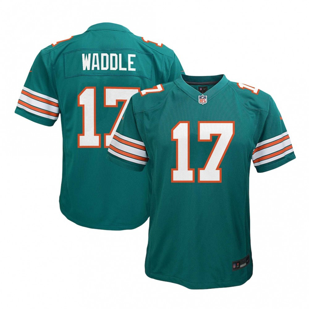 Jaylen Waddle Miami Dolphins Nike Youth Game Jersey - Aqua-GridironStore